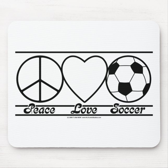 Peace Love and Soccer Mouse Mat (Front)