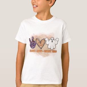 Peace, Love and Spooky Vibes Ghost Halloween Kids' T-Shirt