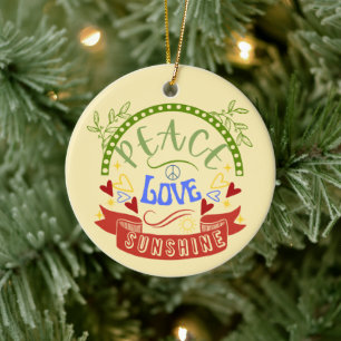 Peace, Love and Sunshine Ceramic Tree Decoration