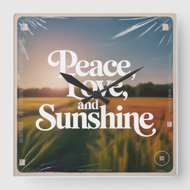 Peace, Love, And Sunshine Square Wall Clock (Front)