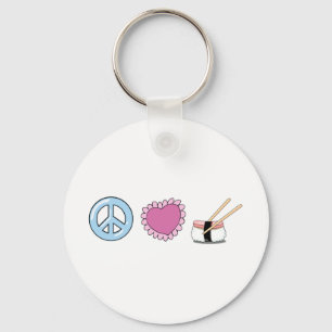 Peace Love and Sushi Key Ring
