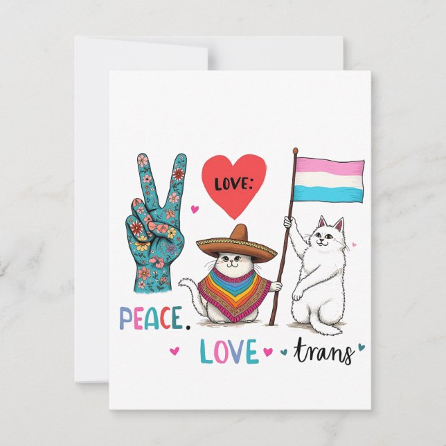 Peace Love and Trans LGBTQ Transgender  Card (Front)