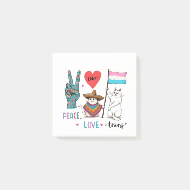 Peace Love and Trans LGBTQ Transgender  Post-it Notes (Front)