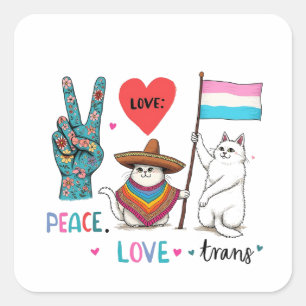 Peace Love and Trans LGBTQ Transgender  Square Sticker