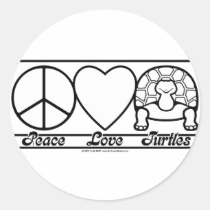 Peace Love and Turtles Classic Round Sticker