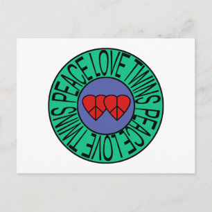 Peace Love and Twins - Circle Postcard