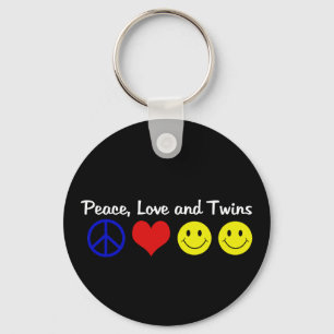 Peace Love and Twins Key Ring