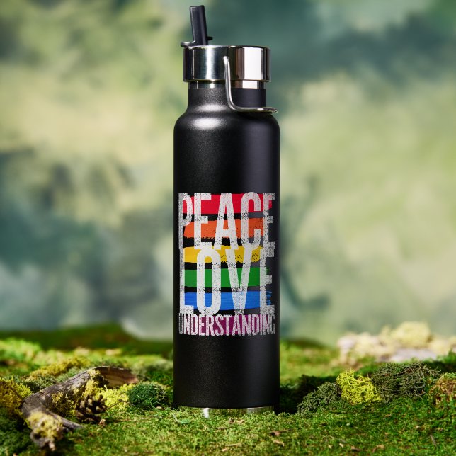 Peace Love and Understanding Vacuum Insulated  Water Bottle (Outdoor)