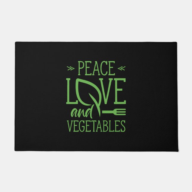 Peace Love And Vegetables Doormat (Front)