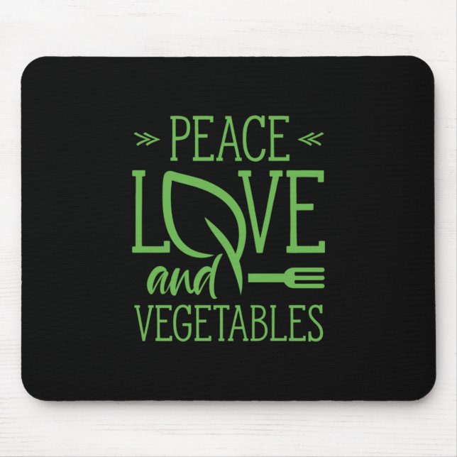 Peace Love And Vegetables Mouse Mat (Front)
