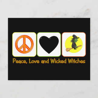 Peace, Love and Wicked Witches Postcard