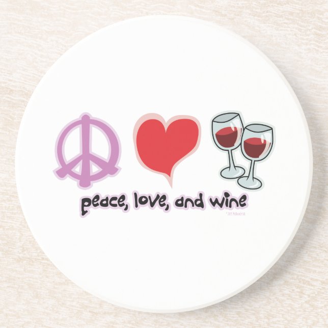 Peace, Love, and Wine Coaster (Front)
