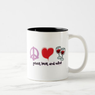 Peace, Love, and Wine Two-Tone Coffee Mug