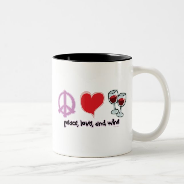 Peace, Love, and Wine Two-Tone Coffee Mug (Right)