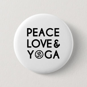 Peace Love And Yoga Om Symbol Yogi Yoga Quote 6 Cm Round Badge