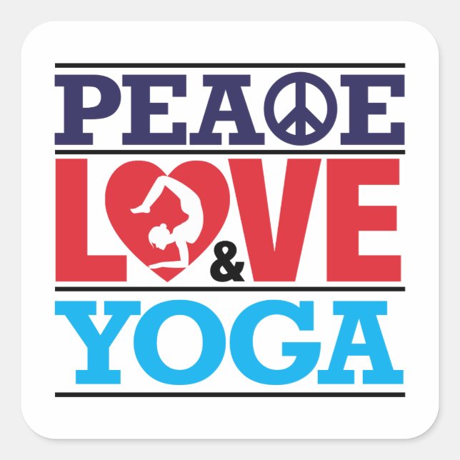 Peace, Love and Yoga Sticker (Front)