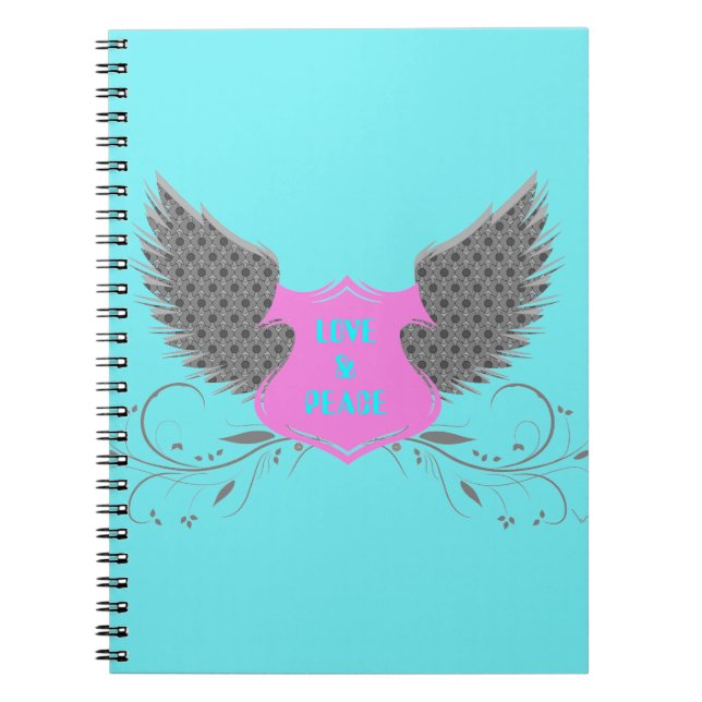 Peace Love Angel Wings Design Notebook (Front)