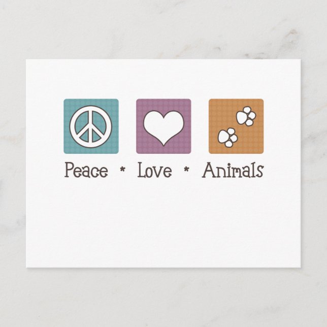 Peace Love Animals (Two Paws) Postcard (Front)