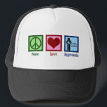 Peace Love Appraisals Trucker Hat<br><div class="desc">Peace Love Appraisals. A cool real estate appraiser gift for someone who appraises houses to determine property value for a homebuyer in the market for a house.</div>