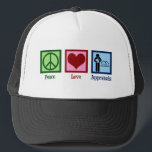 Peace Love Appraisals Trucker Hat<br><div class="desc">Peace Love Appraisals. A cool real estate appraiser gift for someone who appraises houses to determine property value for a homebuyer in the market for a house.</div>