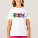 Peace Love Aquarius Girl's T-Shirt<br><div class="desc">Peace sign,  heart,  and the symbol for Aquarius on a cute kids t-shirt for a little girl who likes astrology signs and this pretty astrological tee.</div>