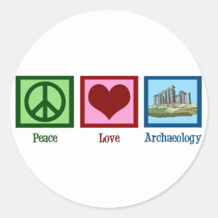 Peace Love Archaeology Classic Round Sticker