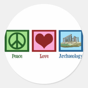 Peace Love Archaeology Classic Round Sticker