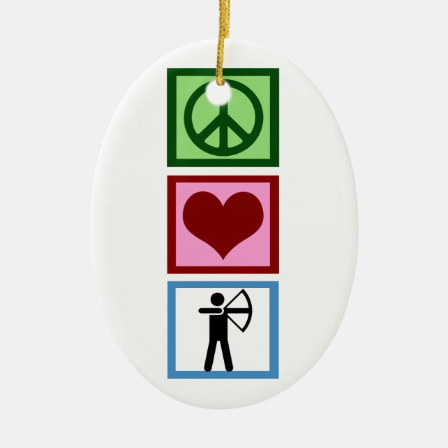 Peace Love Archery Ceramic Tree Decoration (Front)
