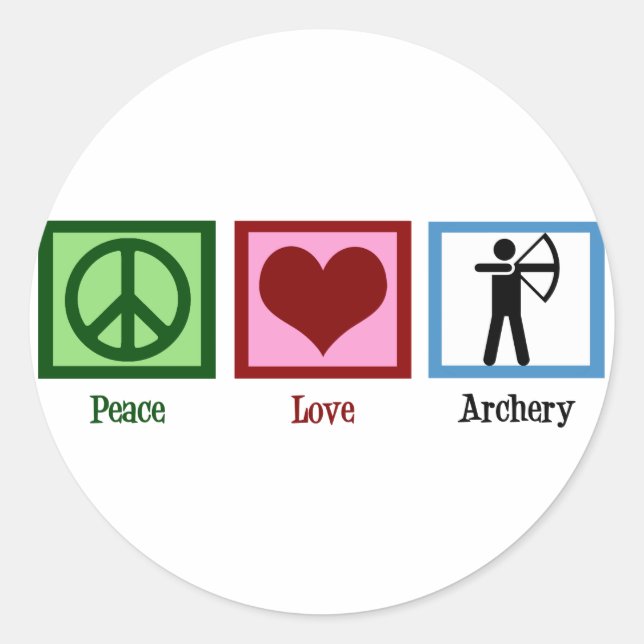Peace Love Archery Classic Round Sticker (Front)