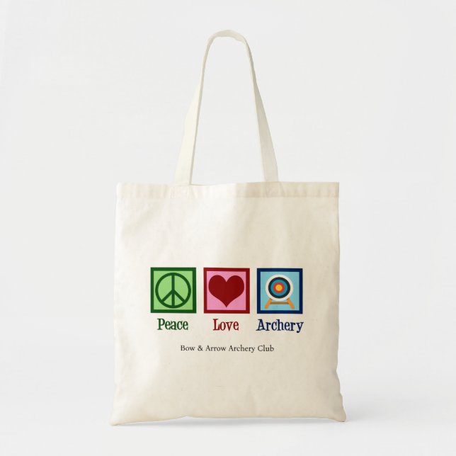 Peace Love Archery Cute Customisable Tote Bag (Front)