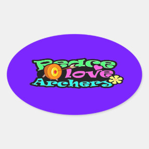 Peace, Love, Archery Oval Sticker
