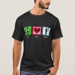 Peace Love Archery T-Shirt<br><div class="desc">A peace sign, heart, and an archer with a bow and arrow on a cool tee for a bowman or toxopholite. Peace Love Archery.</div>