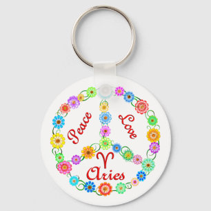 Peace Love Aries Key Ring