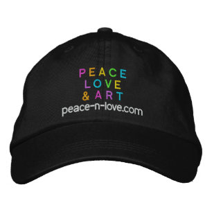 Peace, Love & Art Promotional Black Embroidered Hat