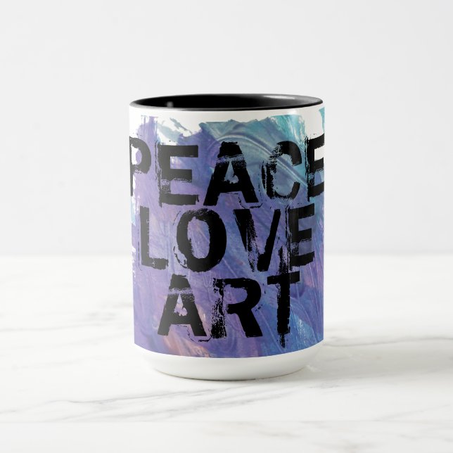 PEACE LOVE ART type  + painting background | Mug (Center)