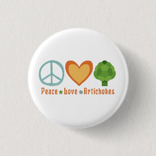 Peace Love Artichokes Vegan Veggie Hippie Foodie 3 Cm Round Badge