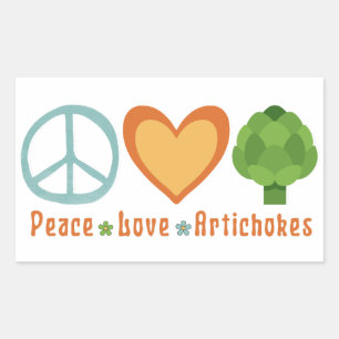 Peace Love Artichokes Vegan Veggie Hippie Foodie Rectangular Sticker