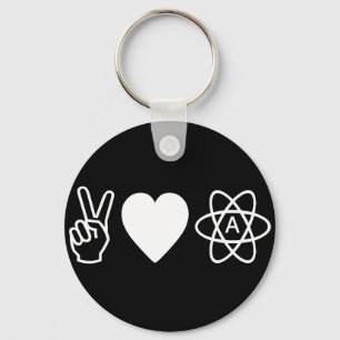Peace Love Atheism Key Ring
