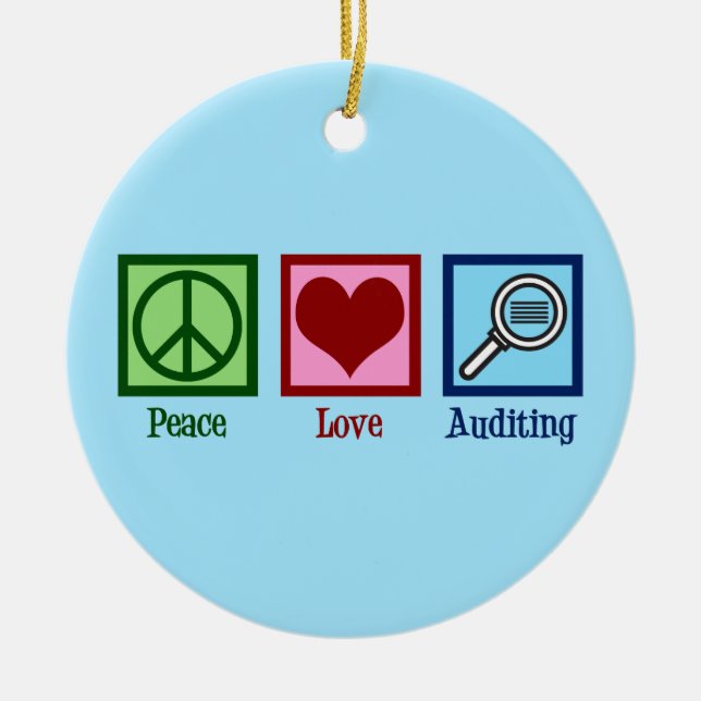Peace Love Auditing Ceramic Tree Decoration (Front)