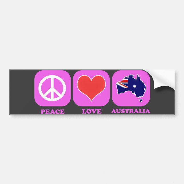 Peace Love Australia Bumper Sticker (Front)