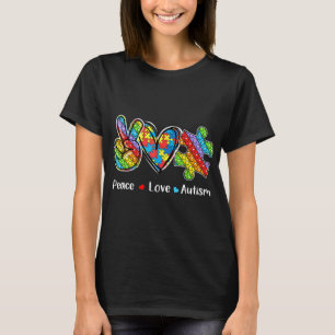 Peace Love Autism Awareness Pop It Fidget Toy Auti T-Shirt
