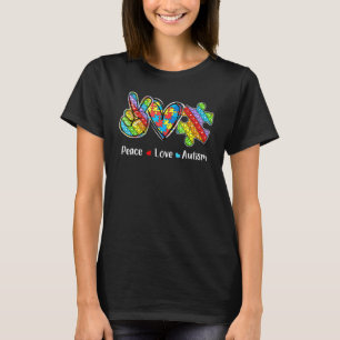 Peace Love Autism Awareness Pop It Fidget Toy Auti T-Shirt