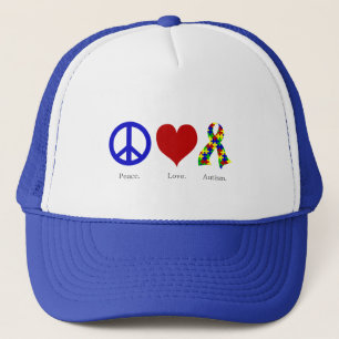 Peace. Love. Autism. (bright coloured) Hat