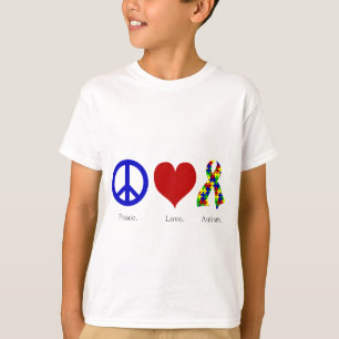 Peace. Love. Autism. (bright coloured) Kids Basic T-Shirt