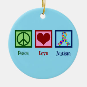 Peace Love Autism Ceramic Tree Decoration
