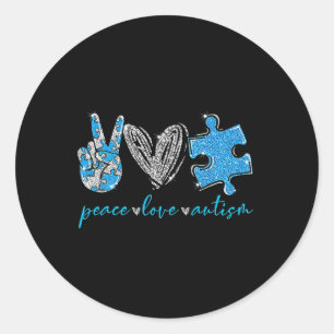 Peace Love Autism Classic Round Sticker