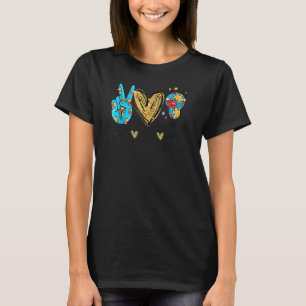 Peace Love Autism Cool Awareness Asd Hippie Men Wo T-Shirt