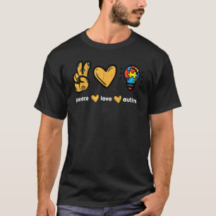 Peace Love Autism Cool Awareness Asd Hippie Men Wo T-Shirt