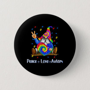 Peace Love Autism Gnome Autism Tie Dye Autism Awar 6 Cm Round Badge