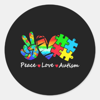 Peace Love Autism In April We Wear Blue Autism Classic Round Sticker